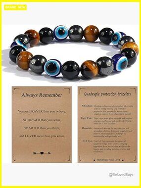 Crystal Healing Bracelet - Good Luck Protection Stone Beaded Bracelet